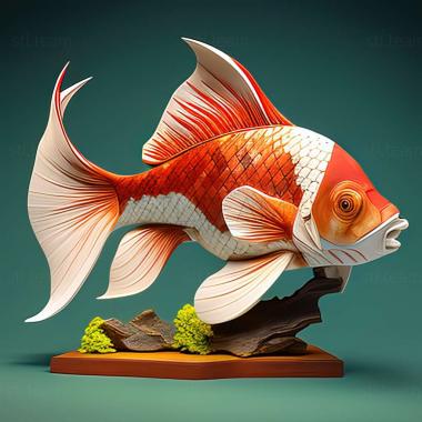 3D model Red and white oranda fish (STL)